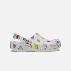 Giày Clog Trẻ Em Crocs Classic Doodle Print - Trắng