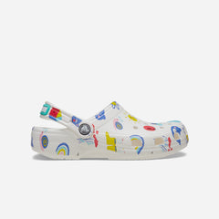 Giày Clog Trẻ Em Crocs Classic Doodle Print - Trắng