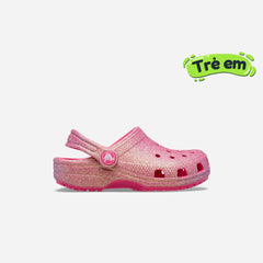 Giày Clog Trẻ Em Crocs Classic Iridescent Glitter - Hồng