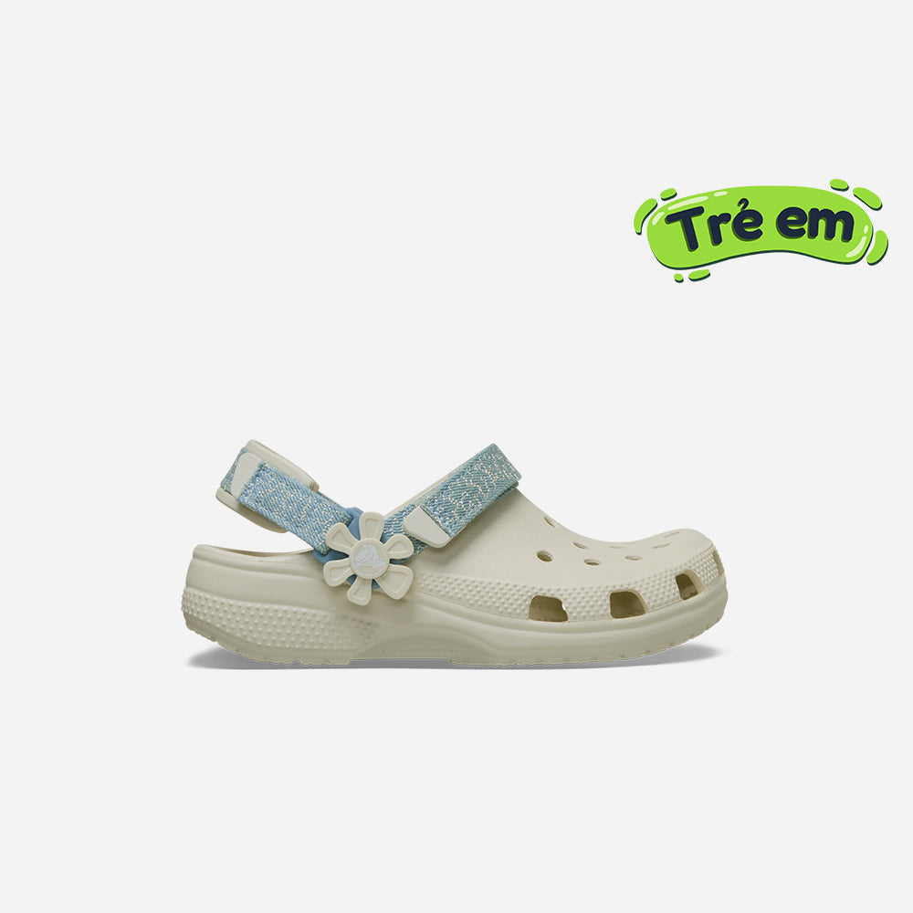 Giày Clog Trẻ Em Crocs Classic Denim Flower - Be - Supersports Vietnam