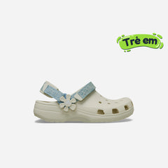 Giày Clog Trẻ Em Crocs Classic Denim Flower - Be - Supersports Vietnam