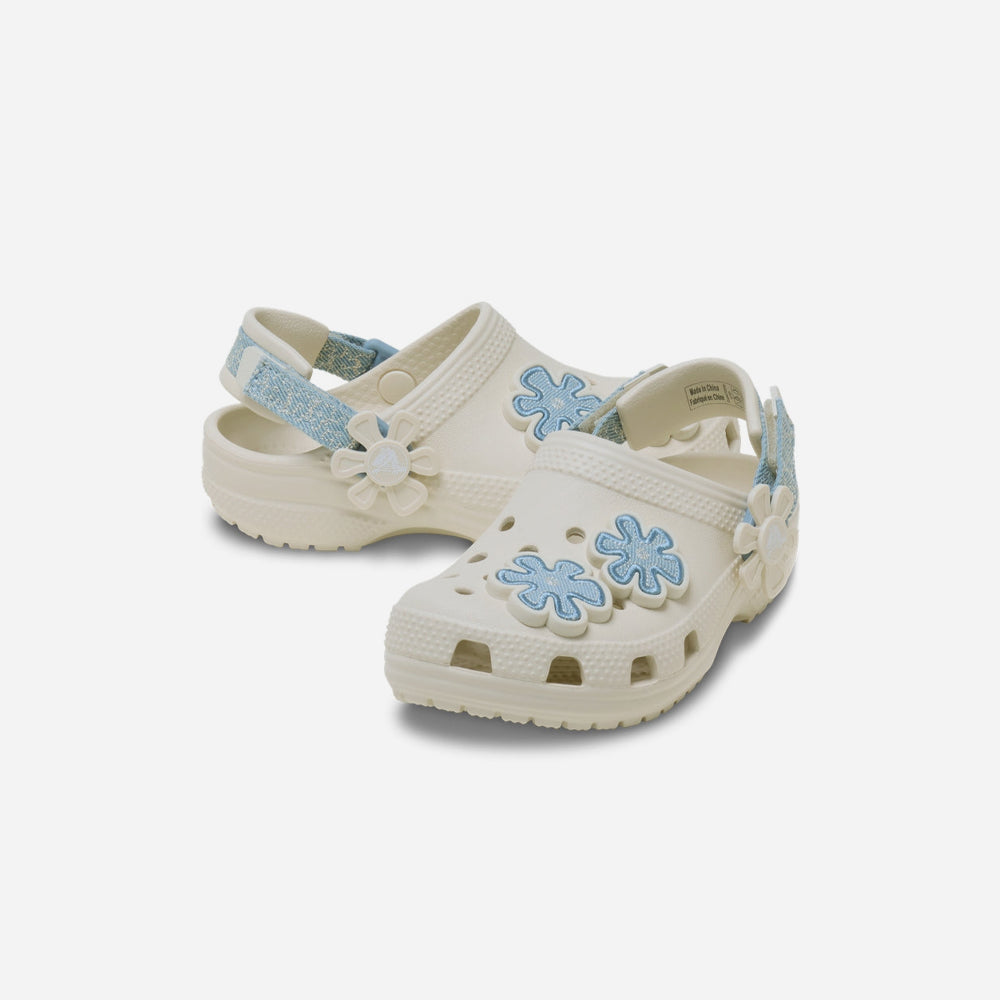 Giày Clog Trẻ Em Crocs Classic Denim Flower - Be - Supersports Vietnam