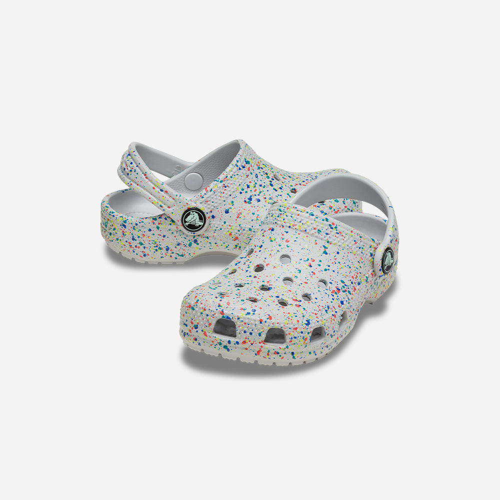 Giày Clog Trẻ Em Crocs Classic Glow Paint Splatter - Xám - Supersports Vietnam