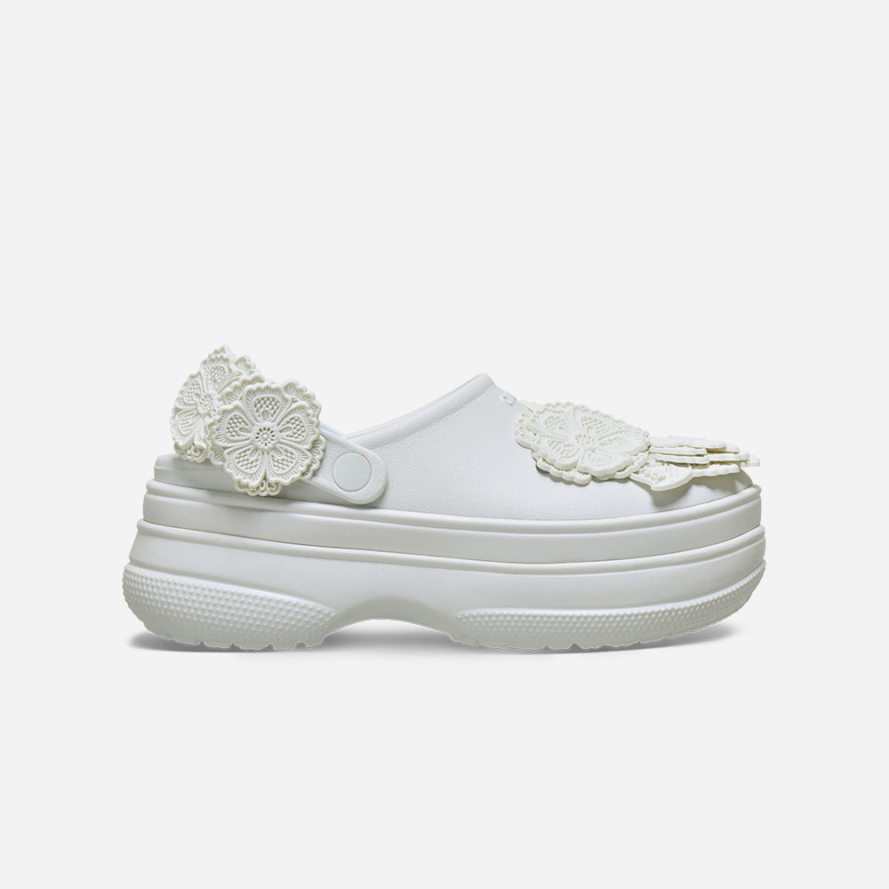 Giày Clog Unisex Crocs Classic Stacked Lace Floral - Trắng - Supersports Vietnam
