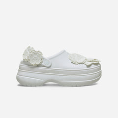 Giày Clog Unisex Crocs Classic Stacked Lace Floral - Trắng - Supersports Vietnam