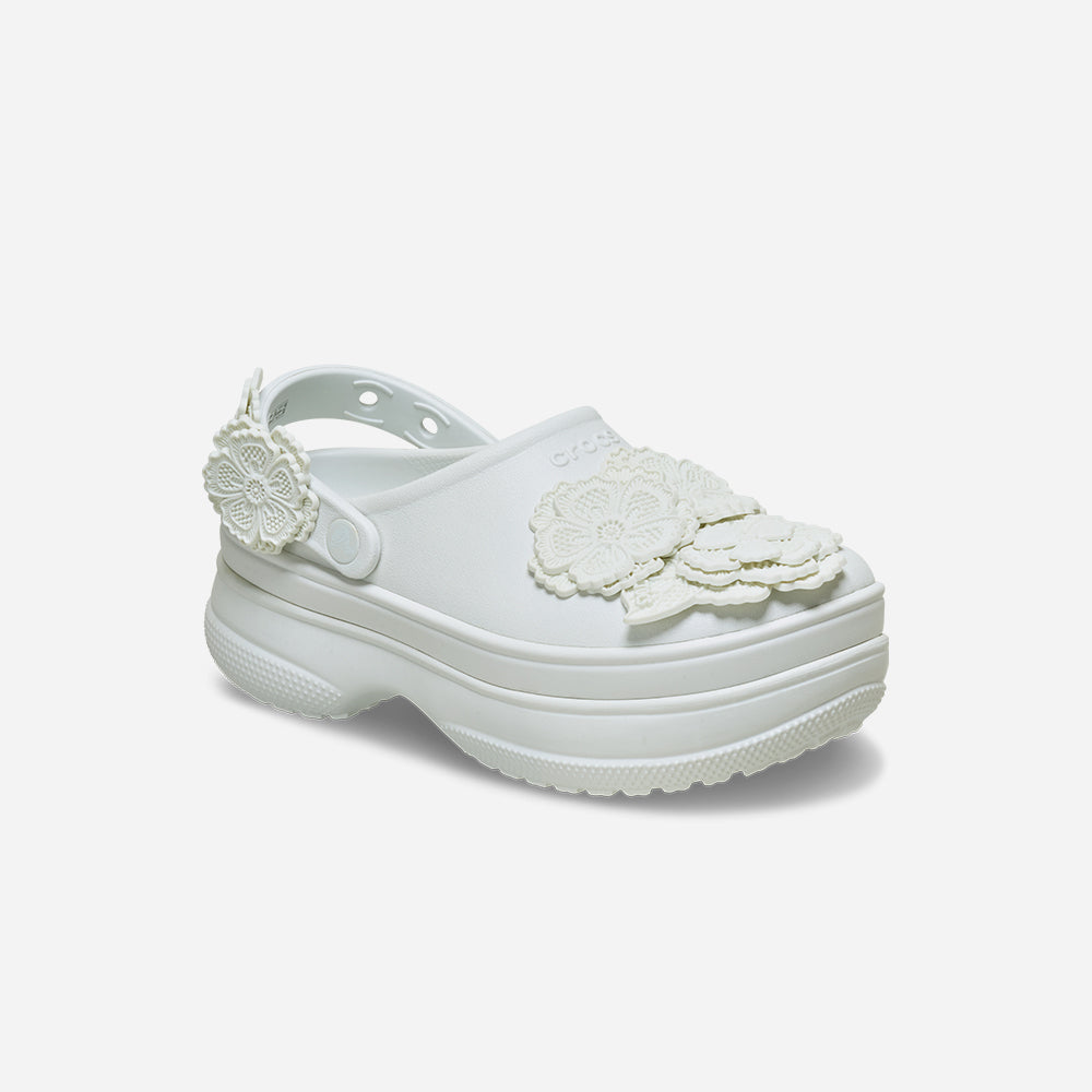 Giày Clog Unisex Crocs Classic Stacked Lace Floral - Trắng - Supersports Vietnam