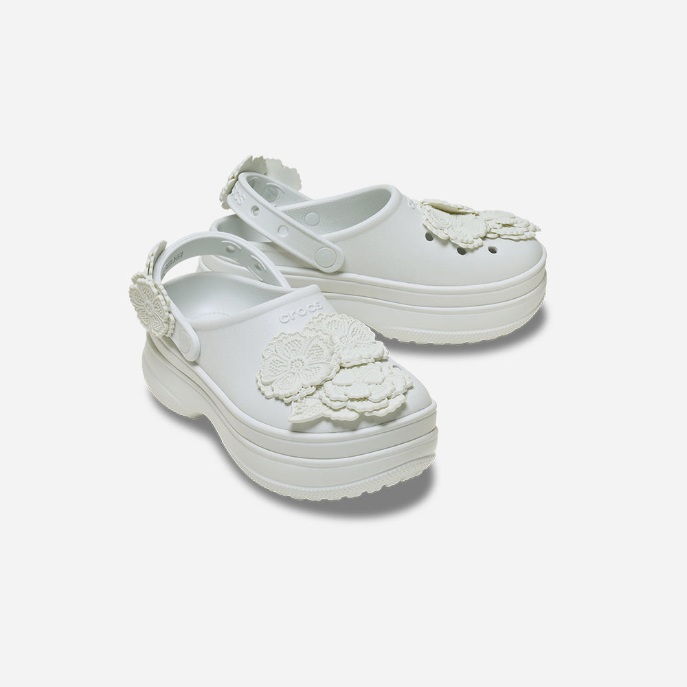 Giày Clog Unisex Crocs Classic Stacked Lace Floral - Trắng - Supersports Vietnam