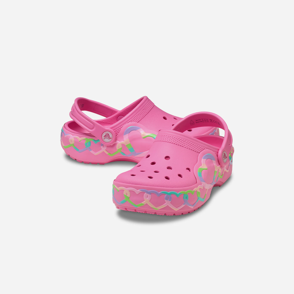 Giày Clog Trẻ Em Crocs Classic Heart Lights - Hồng - Supersports Vietnam