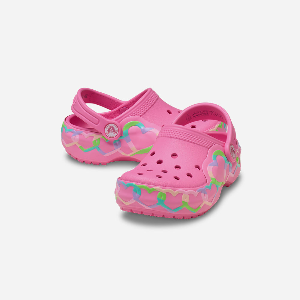 Giày Clog Trẻ Em Crocs Classic Heart Lights - Hồng - Supersports Vietnam