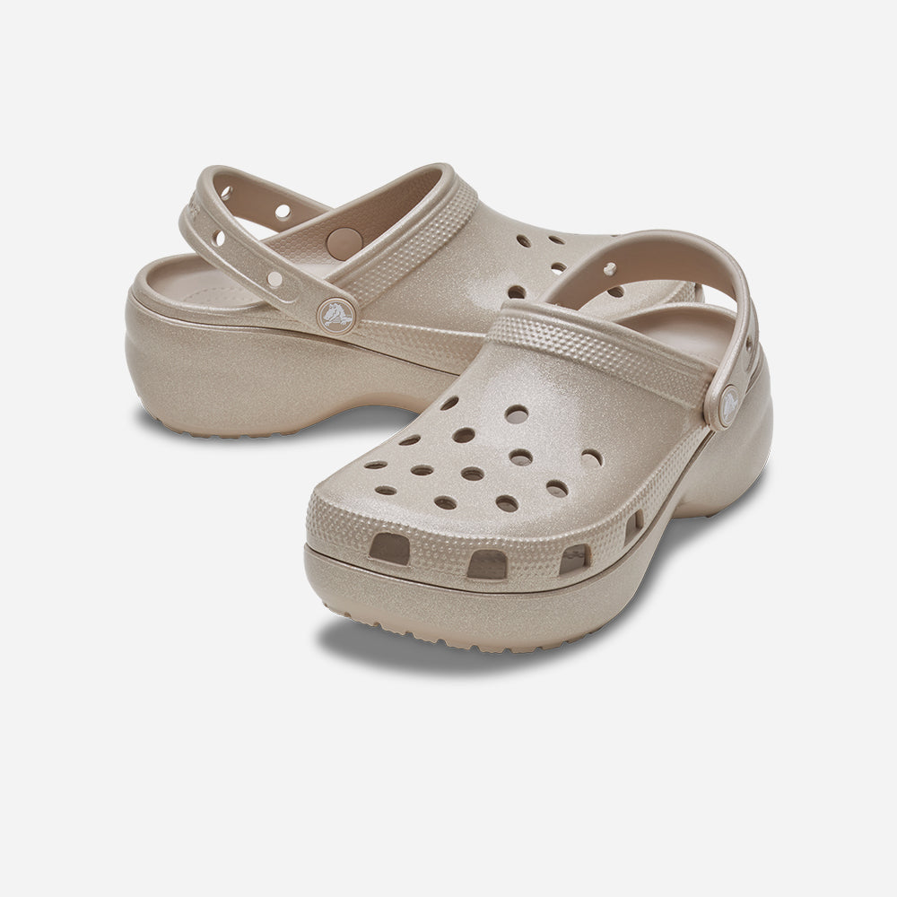 Giày Clog Nữ Crocs Classic Platform Ultra Shine - Nâu - Supersports Vietnam