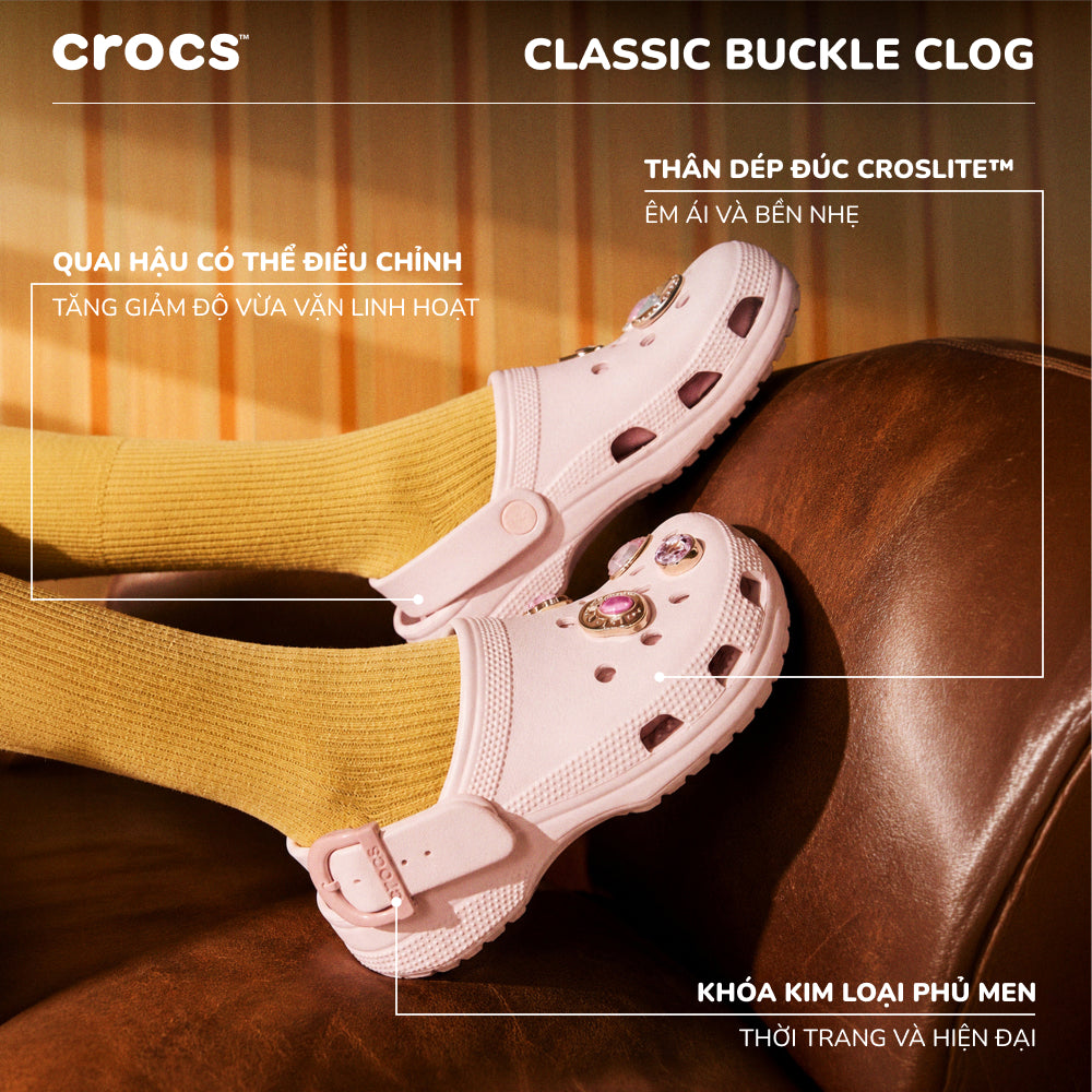 Giày Clog Unisex Crocs Classic Buckle - Hồng - Supersports Vietnam