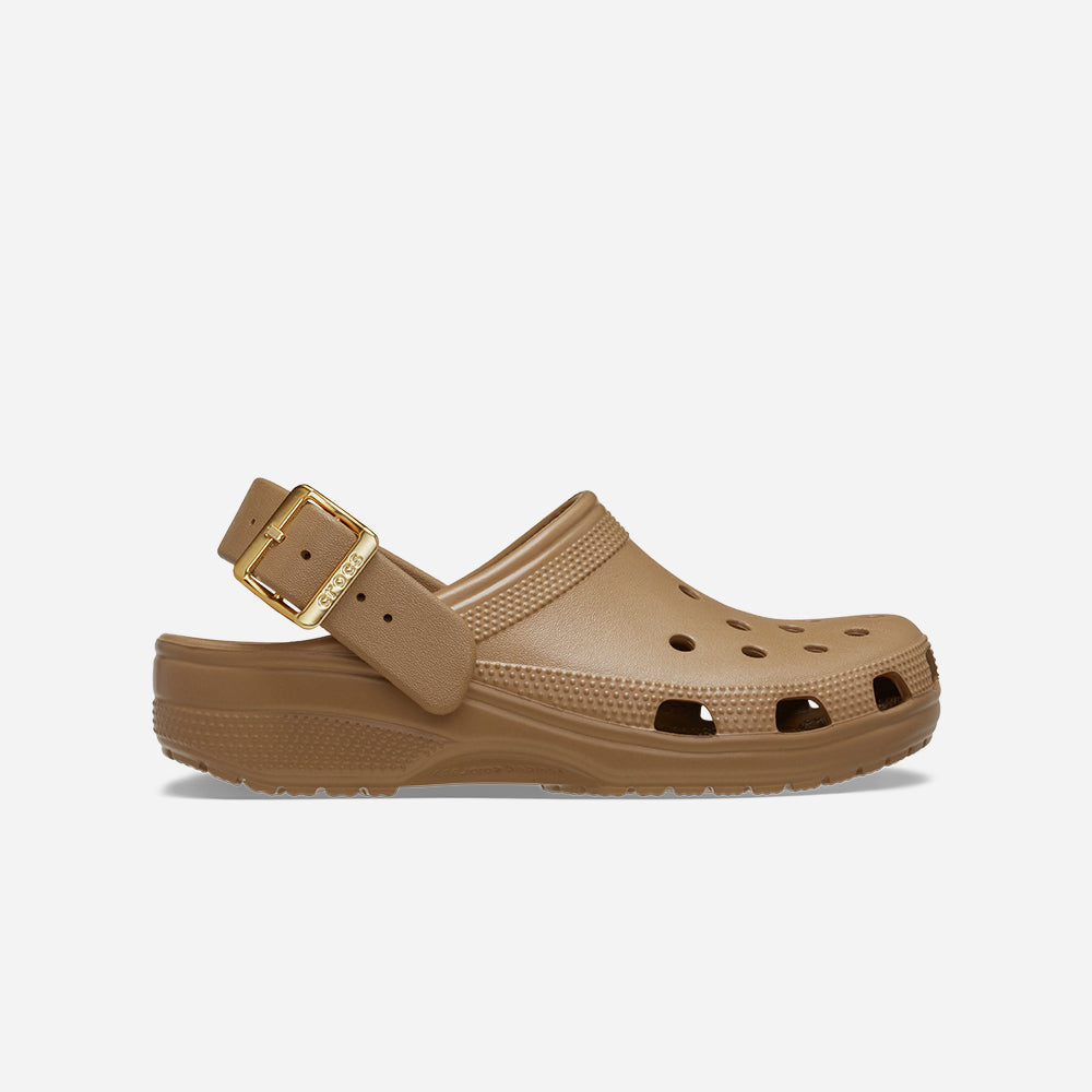 Giày Clog Unisex Crocs Classic Metallic Buckle - Nâu - Supersports Vietnam