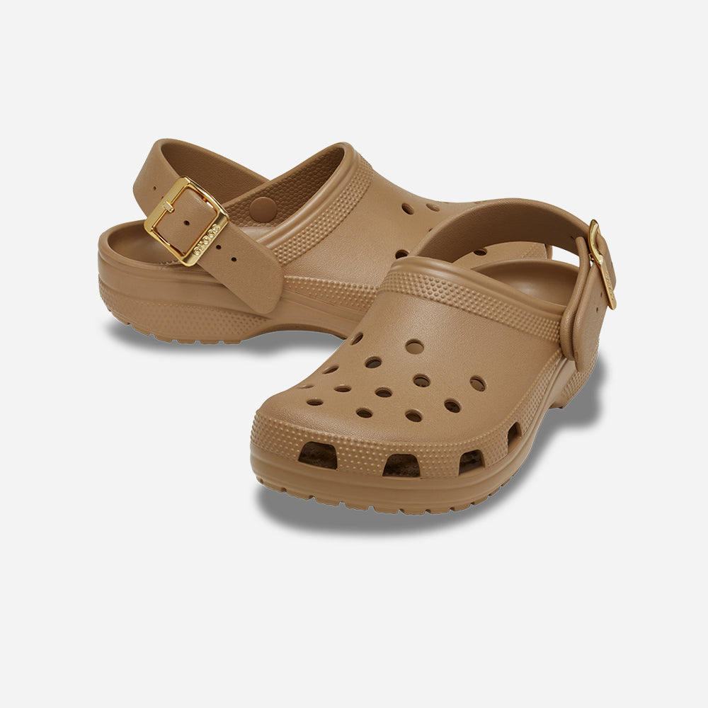 Giày Clog Unisex Crocs Classic Metallic Buckle - Nâu - Supersports Vietnam
