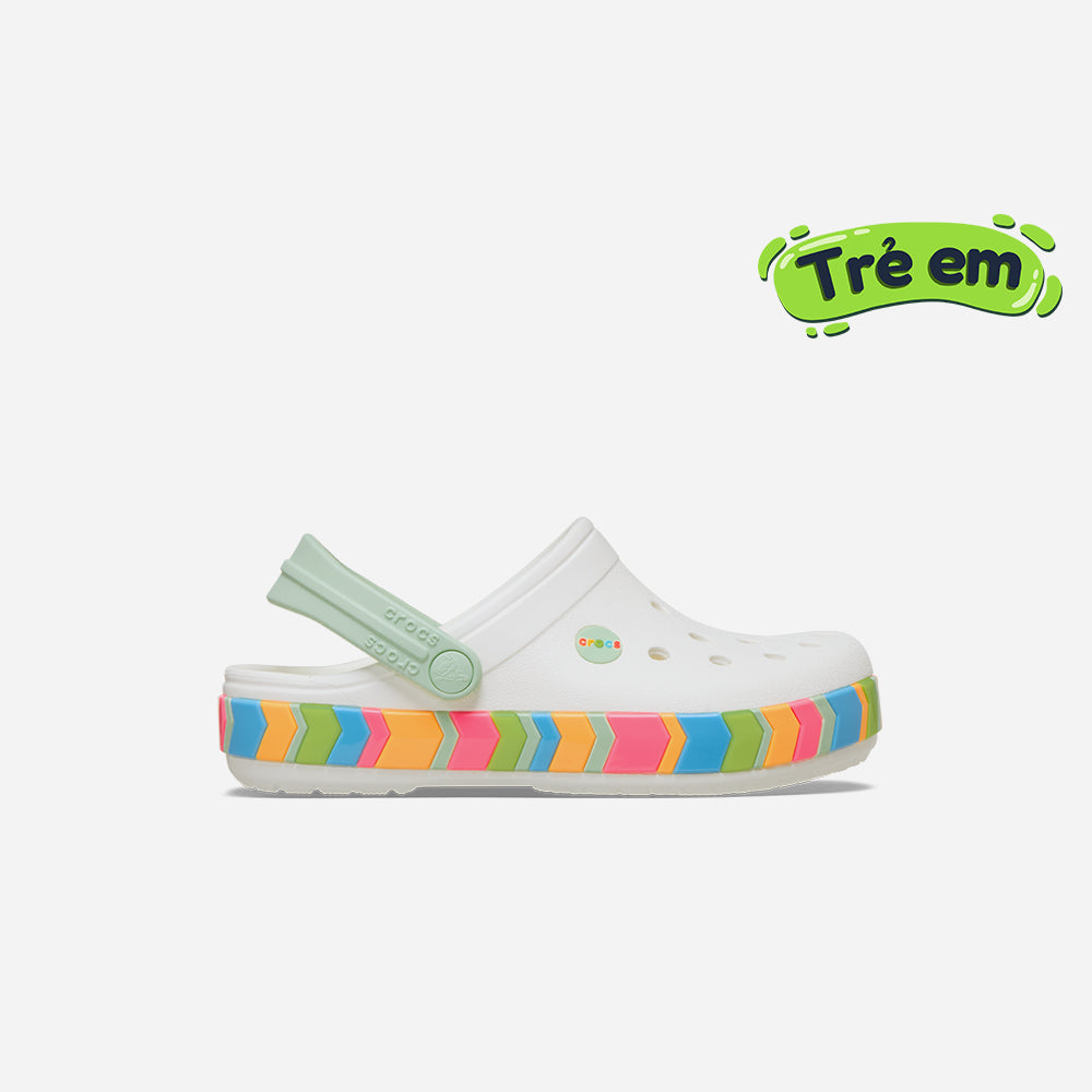 Giày Clog Trẻ Em Crocs Crocband Chevron Band - Trắng - Supersports Vietnam