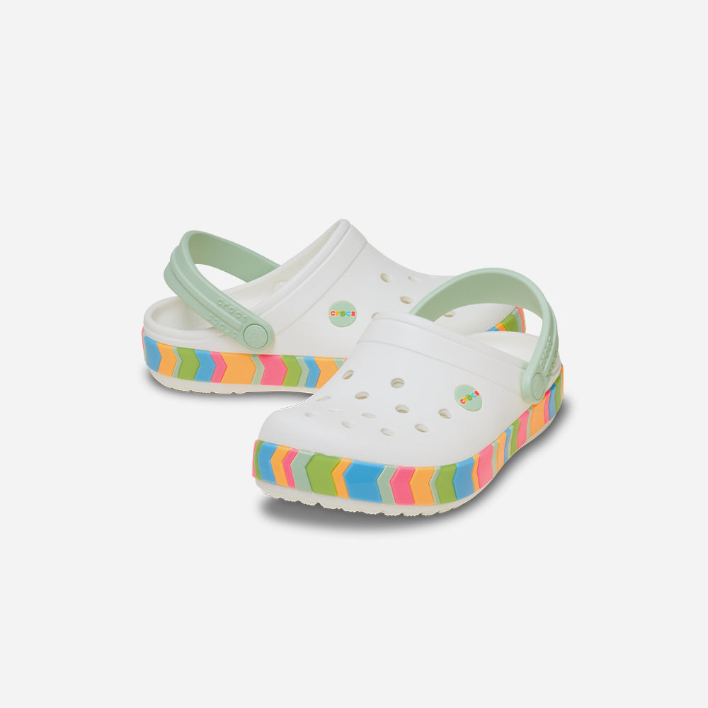 Giày Clog Trẻ Em Crocs Crocband Chevron Band - Trắng - Supersports Vietnam