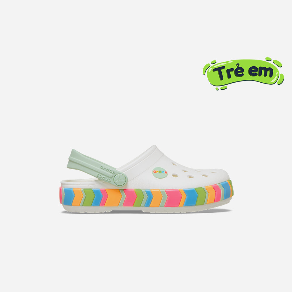 Giày Clog Trẻ Em Crocs Crocband Chevron Band - Trắng - Supersports Vietnam