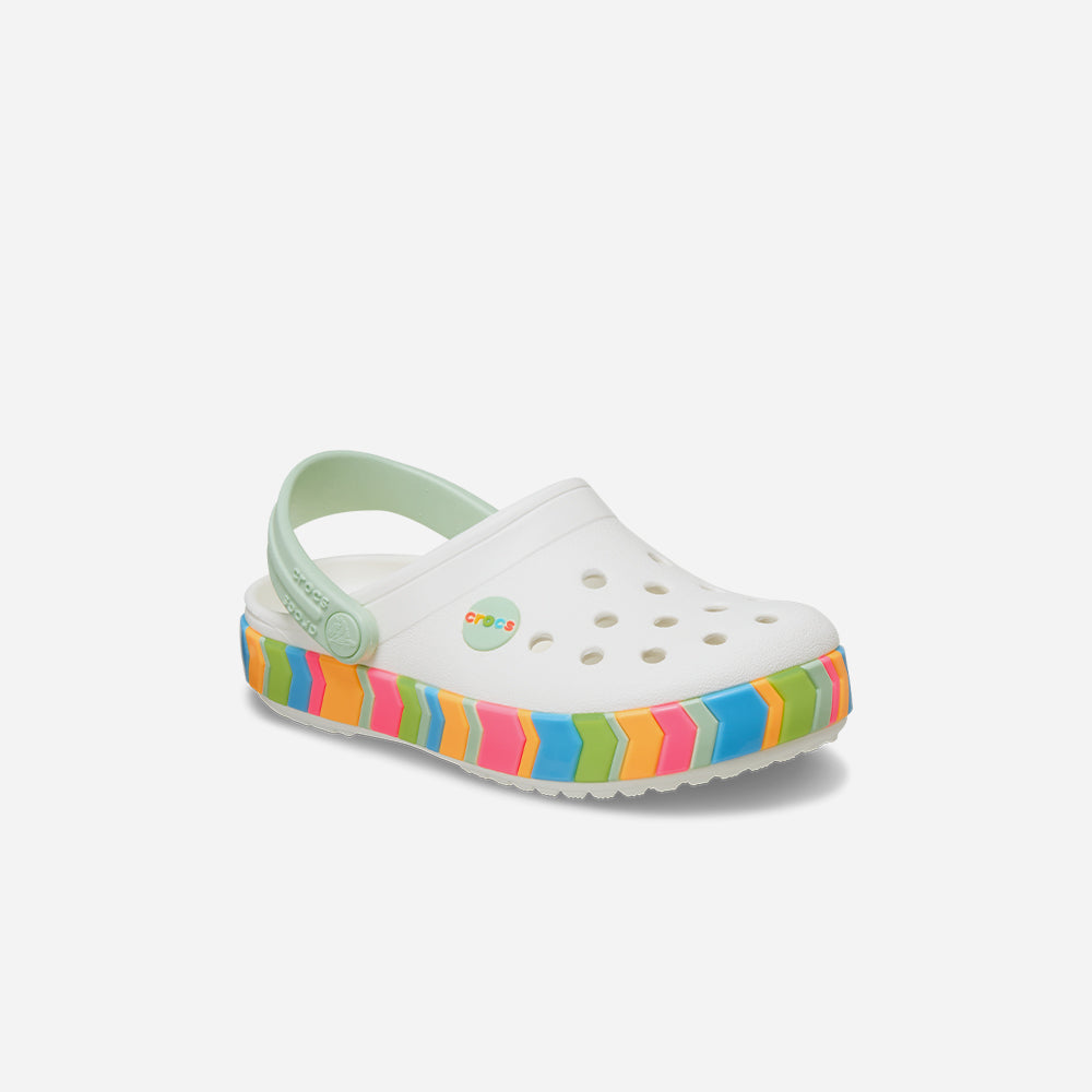 Giày Clog Trẻ Em Crocs Crocband Chevron Band - Trắng - Supersports Vietnam