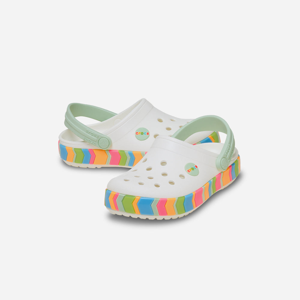 Giày Clog Trẻ Em Crocs Crocband Chevron Band - Trắng - Supersports Vietnam