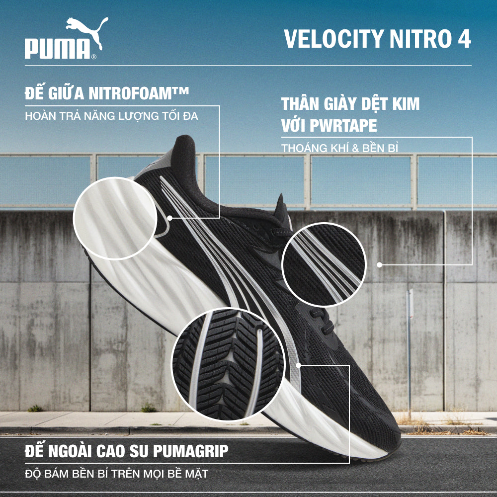 Giày Chạy Bộ Nam Puma Velocity Nitro 4 - Đen - Supersports Vietnam