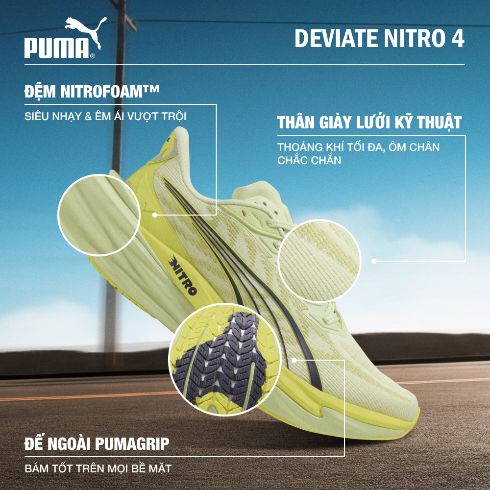 Giày Chạy Bộ Nam Puma Deviate Nitro 4 - Vàng Chanh - Supersports Vietnam