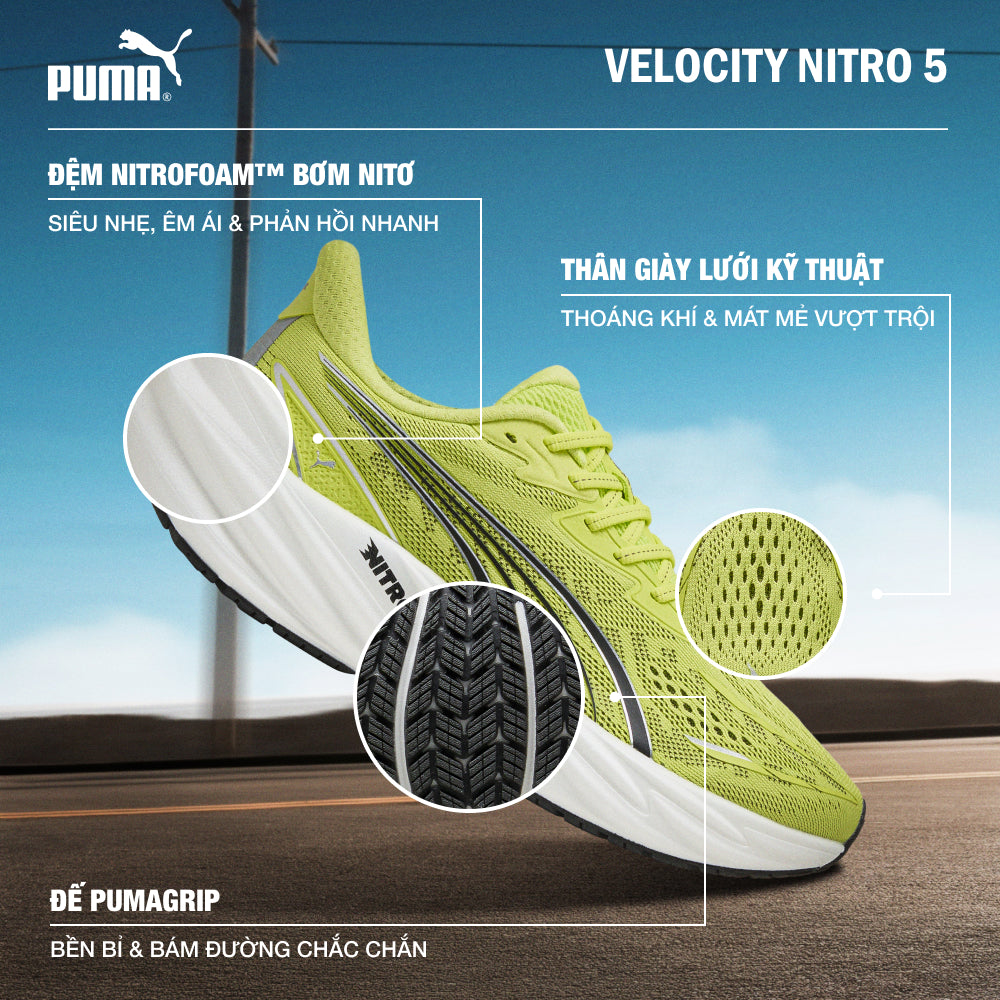 Giày Chạy Bộ Nữ Puma Velocity Nitro 5 - Vàng Chanh - Supersports Vietnam