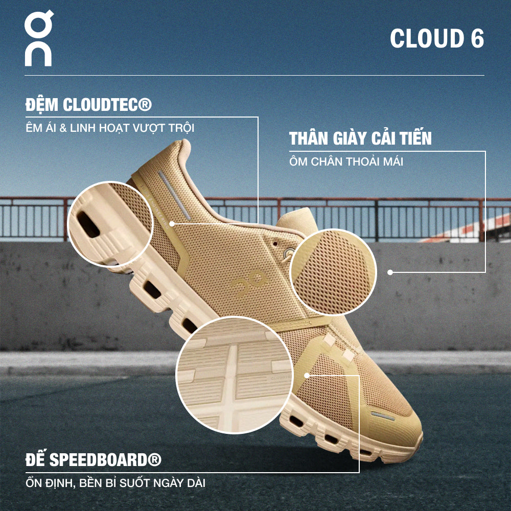 Giày Sneaker Nam On Running Cloud 6 - Nâu - Supersports Vietnam