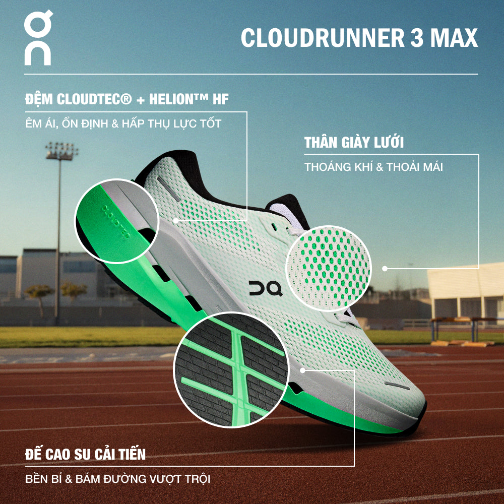 Giày Chạy Bộ Nam On Running Cloudrunner 3 Max - Xanh Lá - Supersports Vietnam