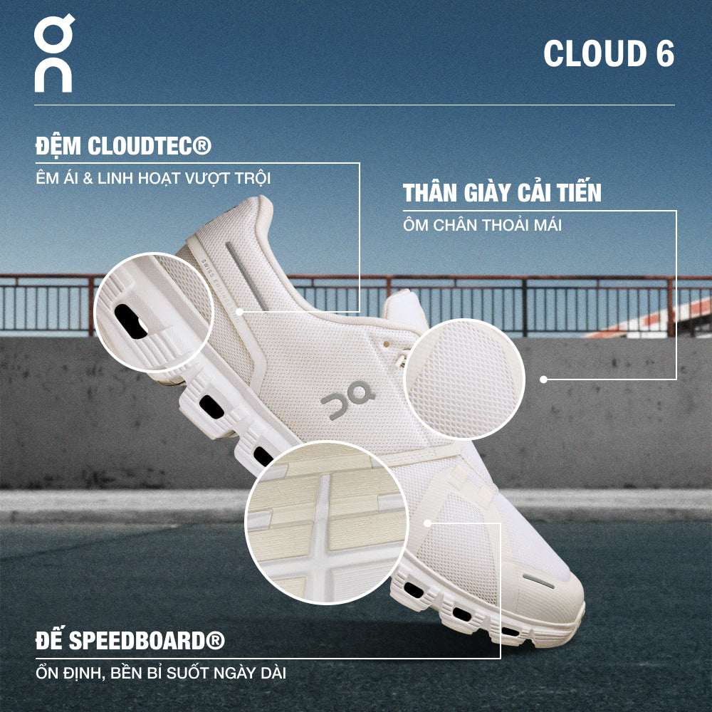 Giày Sneaker Nữ On Running Cloud 6 - Trắng - Supersports Vietnam