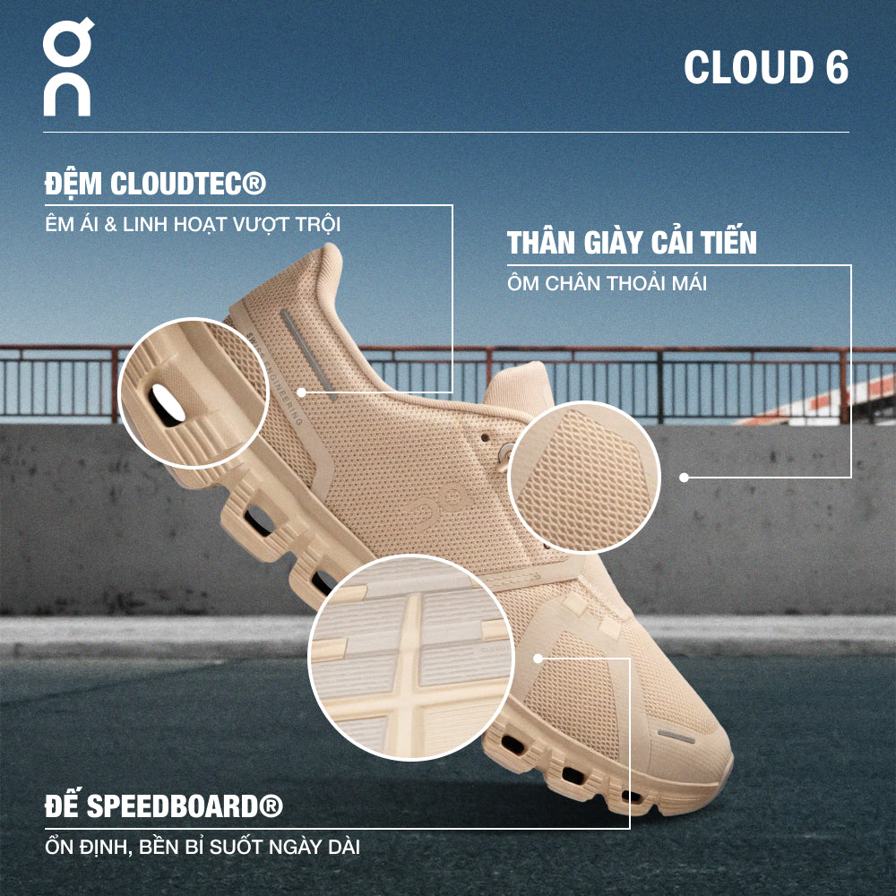 Giày Sneaker Nữ On Running Cloud 6 - Be - Supersports Vietnam