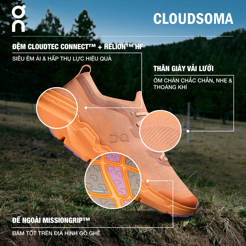 Giày Chạy Trail Nữ On Running Cloudsoma - Cam - Supersports Vietnam