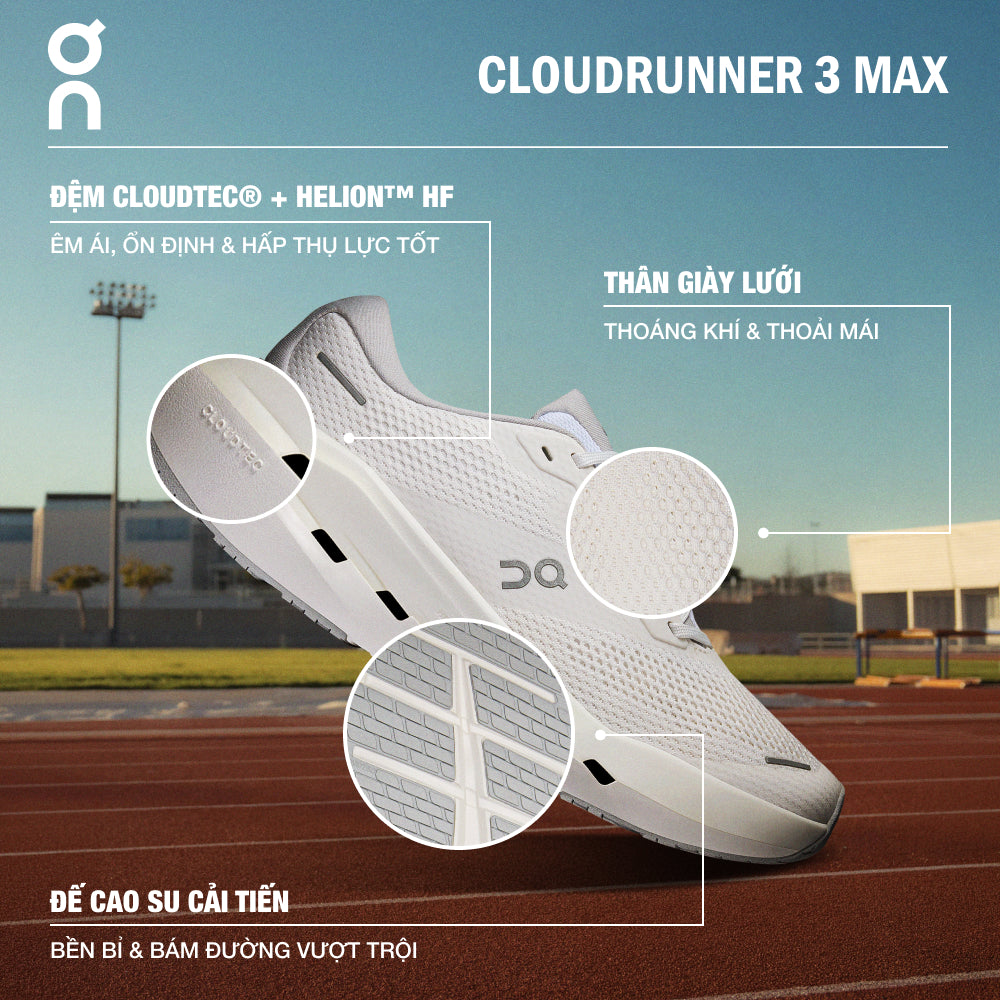 Giày Chạy Bộ Nữ On Running Cloudrunner 3 Max - Trắng - Supersports Vietnam