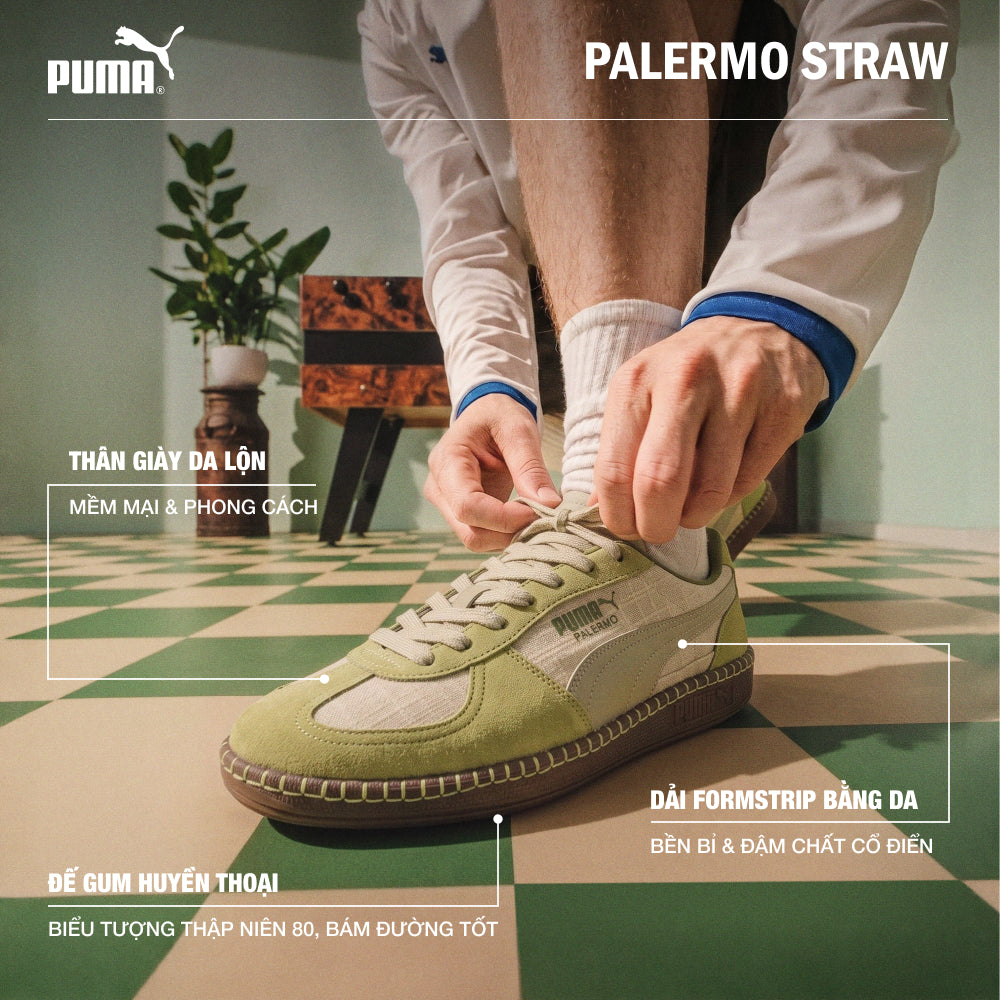 Giày Sneaker Nam Puma Palermo Straw - Xanh Lá - Supersports Vietnam