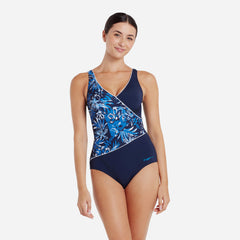 Women's Zoggs Wrap Front One Piece - Navy