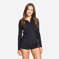 Women's Zoggs Zip Sun  Rashguard - Black