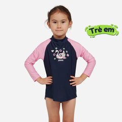 Girls' Zoggs Zip Sun  Ecolast Rashguard - Navy