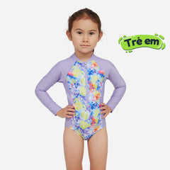 Girls' Zoggs Paddle Sun Protection Swimsuit - Purple