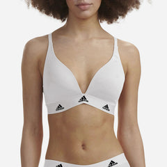 Women's Adidas Underwear Acco Padded Wireless Sport Bra - White