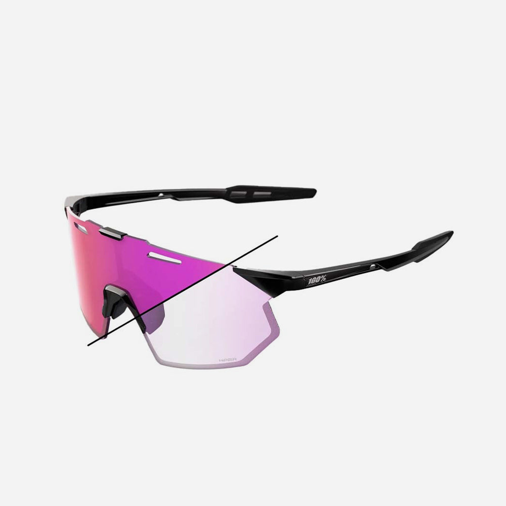 Kính 100% Hypercraft Sq Tròng Đổi Màu - Gloss Black Photochromic Purple Mirror - Supersports Vietnam