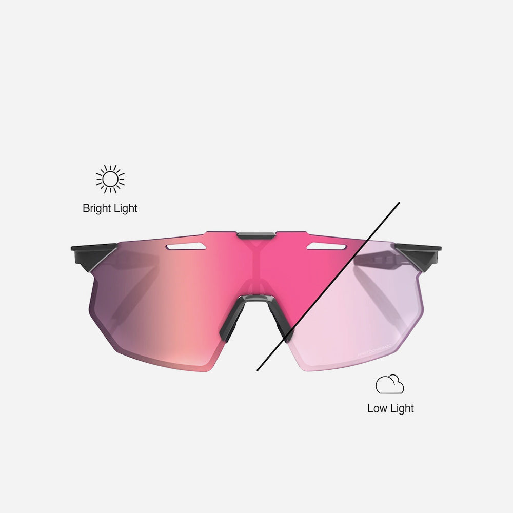 Kính 100% Hypercraft Sq Tròng Đổi Màu Gloss Light Grey - Rose Gold Mirror Photochromic Lens - Supersports Vietnam