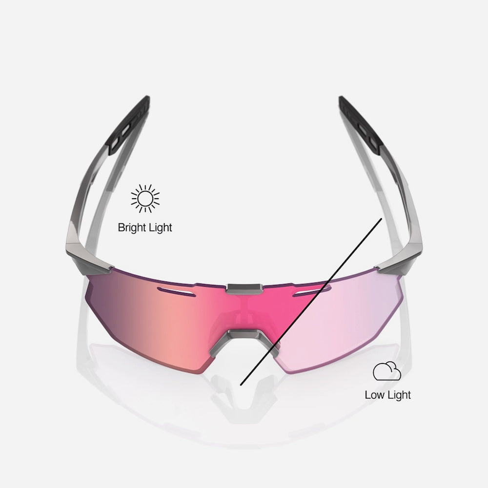 Kính 100% Hypercraft Sq Tròng Đổi Màu Gloss Light Grey - Rose Gold Mirror Photochromic Lens - Supersports Vietnam