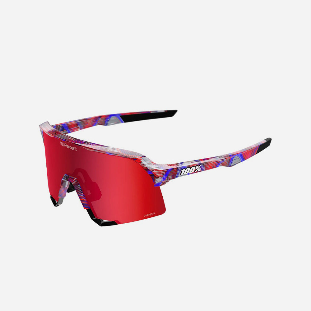 Kính 100% S3 Le Fdj Gloss Translucent Red/Blue - Hiper Fire Red Mirror Lens - Supersports Vietnam