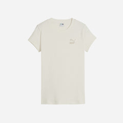 Women's Puma Classics Ribbed Slim T-Shirt - Beige