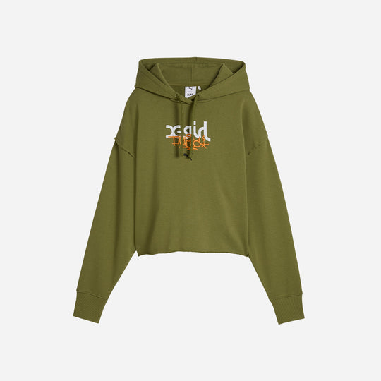 Women's Puma X X-Girl Graphic Hoodie Sweatshirts - Army Green