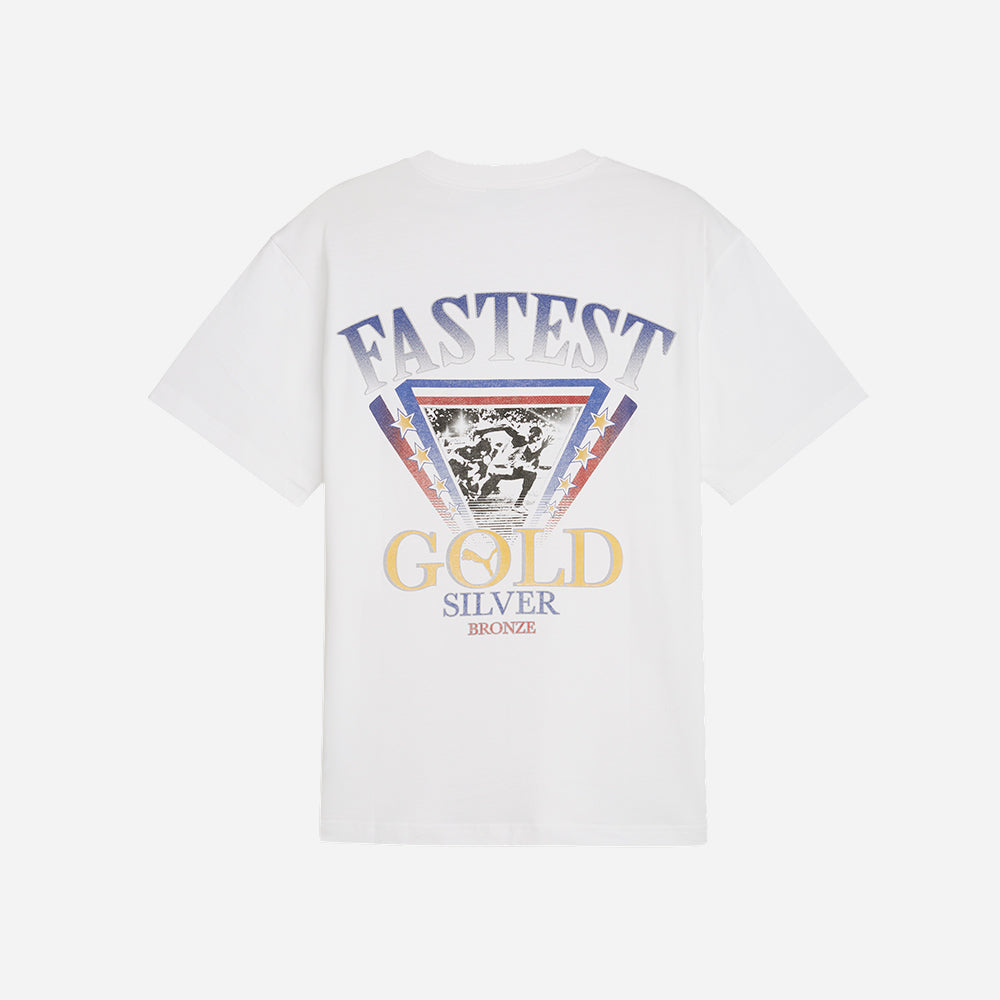 Áo Tay Ngắn Unisex Puma Graphics Fastest - Trắng - Supersports Vietnam