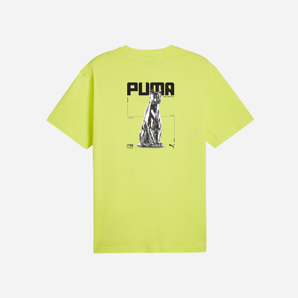 Áo Thun Unisex Puma Graphics Chrome Cat Lime Sheen - Vàng Chanh - Supersports Vietnam