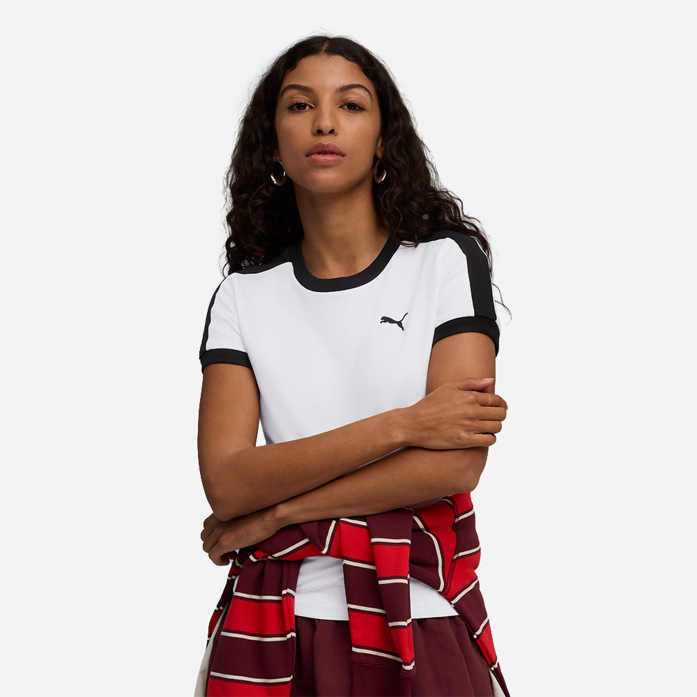 Áo Thun Nữ Puma T7 Slim - Trắng - Supersports Vietnam