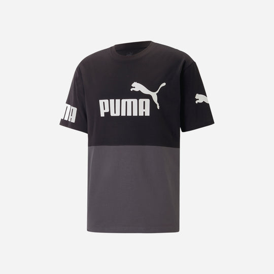 Men's Puma Power Colorblock T-Shirt - Black