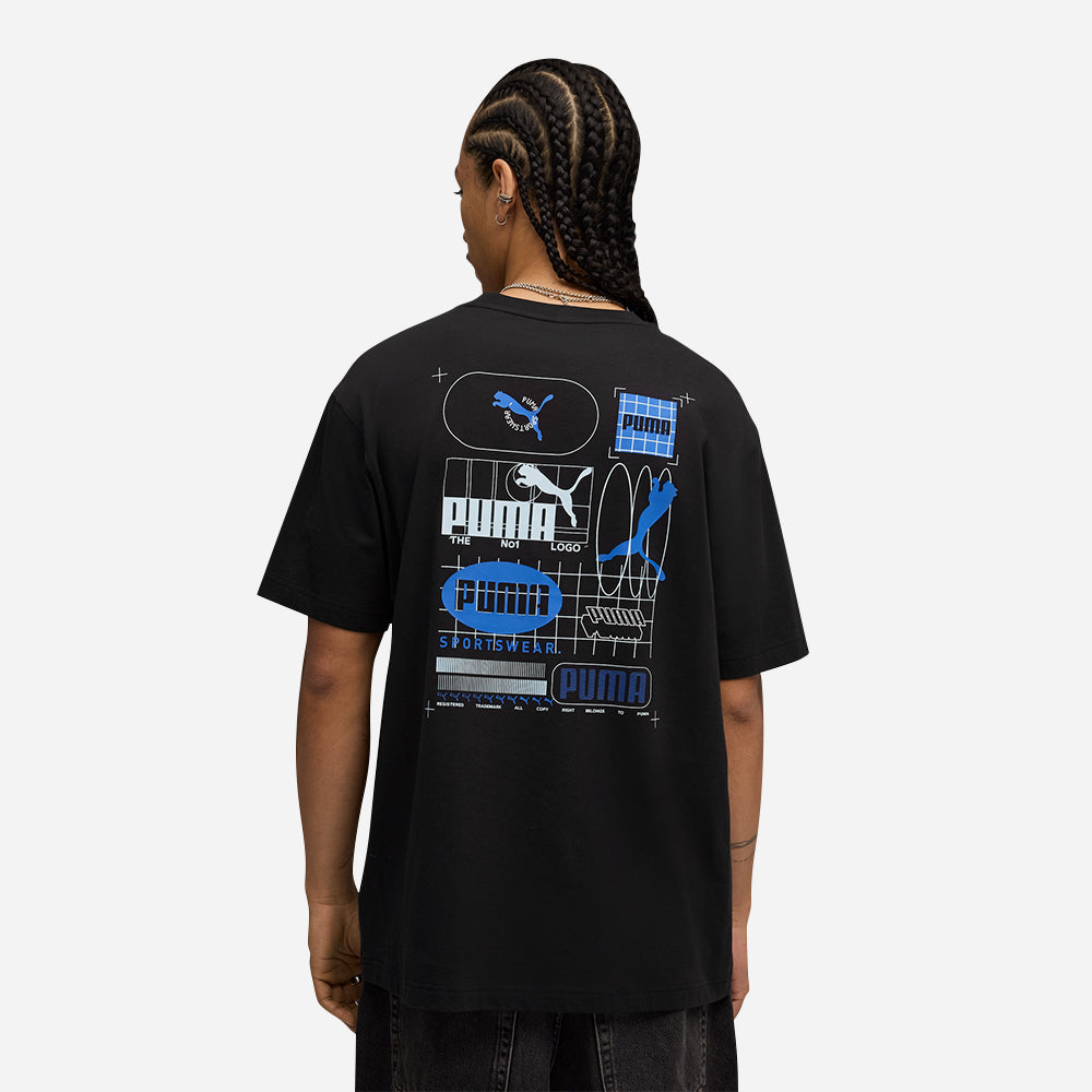 Áo Thun Nam Puma Graphic Grid - Đen - Supersports Vietnam