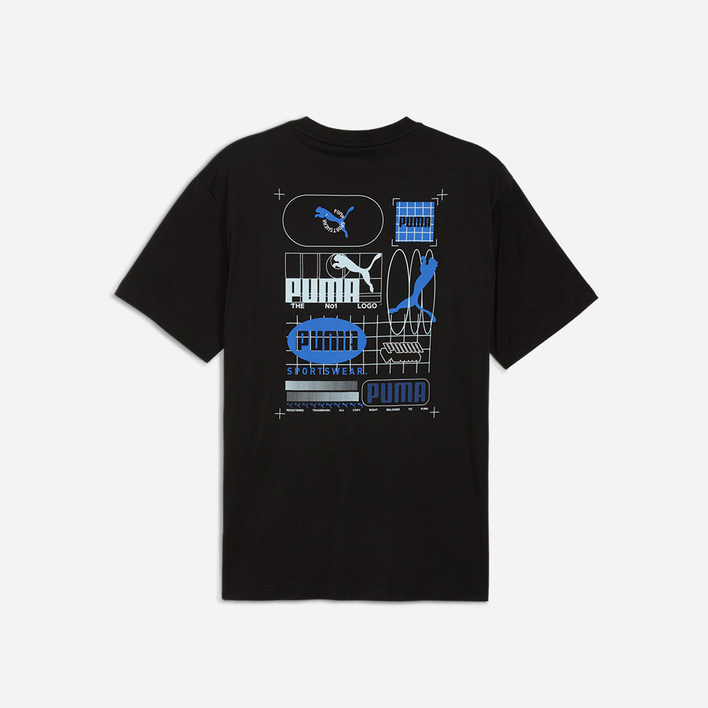 Áo Thun Nam Puma Graphic Grid - Đen - Supersports Vietnam