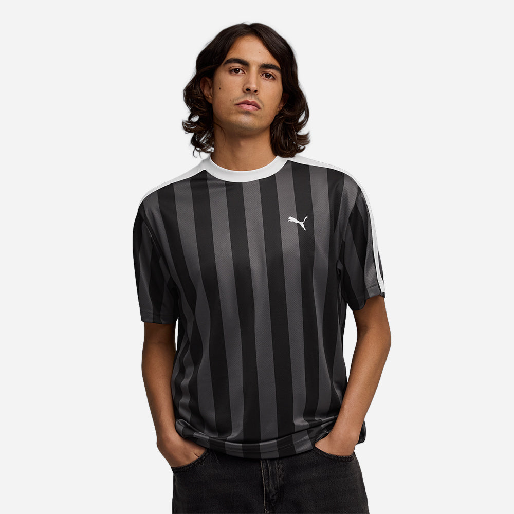 Áo Thun Đá Bóng Nam Puma Essentials T7 Relaxed Striped - Đen - Supersports Vietnam